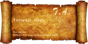 Toronyi Alex névjegykártya
